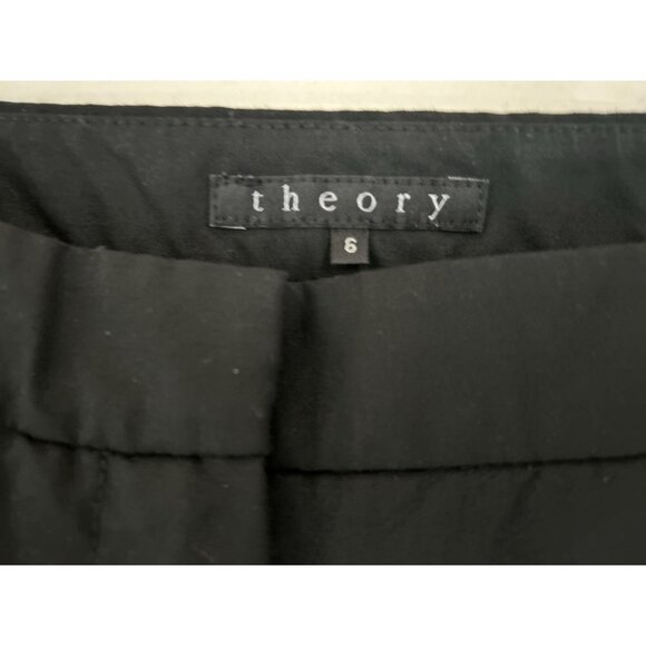 Women's Size 6 THEORY Pants Black Wool Strait Trousers - Picture 4 of 8